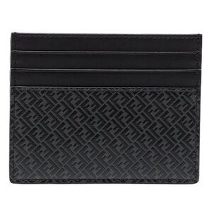 FENDI NEW $360 retail men’s card case calf leather black Palladio Nero dustbag